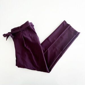 Calvin Klein Trousers Purple Belted Unlined Pants Women's 8 NWT